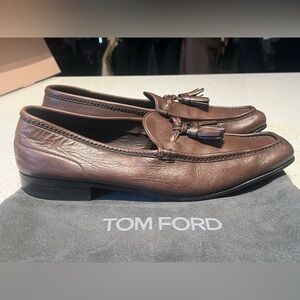 Tom Ford  brown leather tassel loafers 10.5
